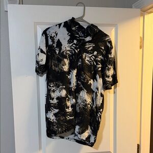 Denim & Flower Black and White Casual Shirt